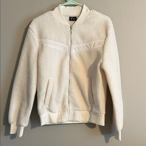 ZYIA Cream Sherpa Zip-Up Jacket